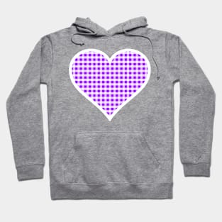 Purple and White Gingham Heart Hoodie